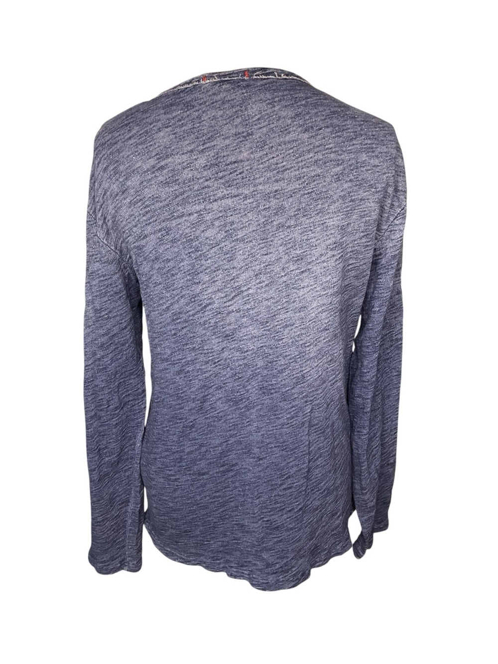 Lucky Brand True Indigo Long Sleeve Tee Small Blue Slub Knit Casual Boho Top - Picture 3 of 5